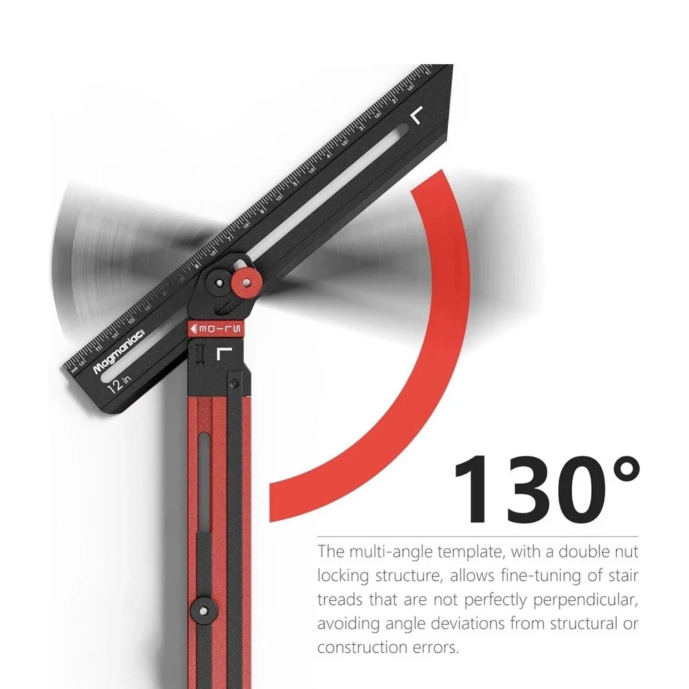 Stair Tread Gauge Tool Dual Nut‎ Adjustable Jig Red Black